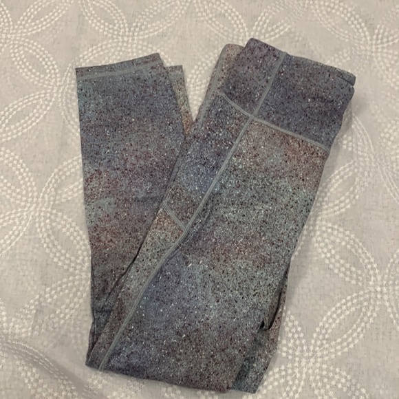 LULULEMON Stone/ Pink Paint Splattered Wunder Under Hi Rise Leggings Size 6 - Picture 4 of 14